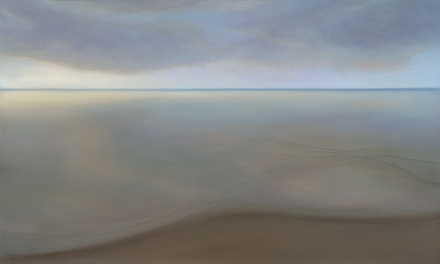 painting of shallow sea water on sand