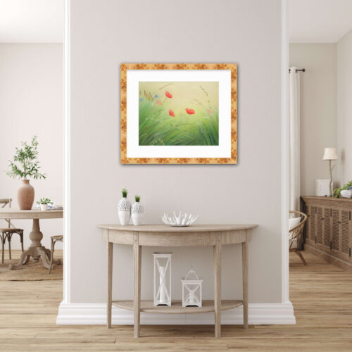 dancing spirit of summer in mottled wood frame