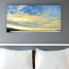Yellow blue sky on the lagoon giclee print by Emmeline Craig