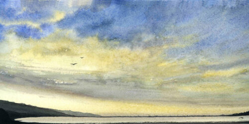 Yellow BLue Sky on the Lagoon Giclee Print | Emmeline Craig