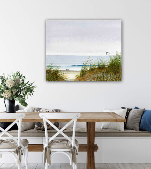 on the beach canvas print by Emmeline Craig