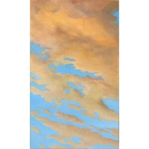 original sunset lit clouds oil painting